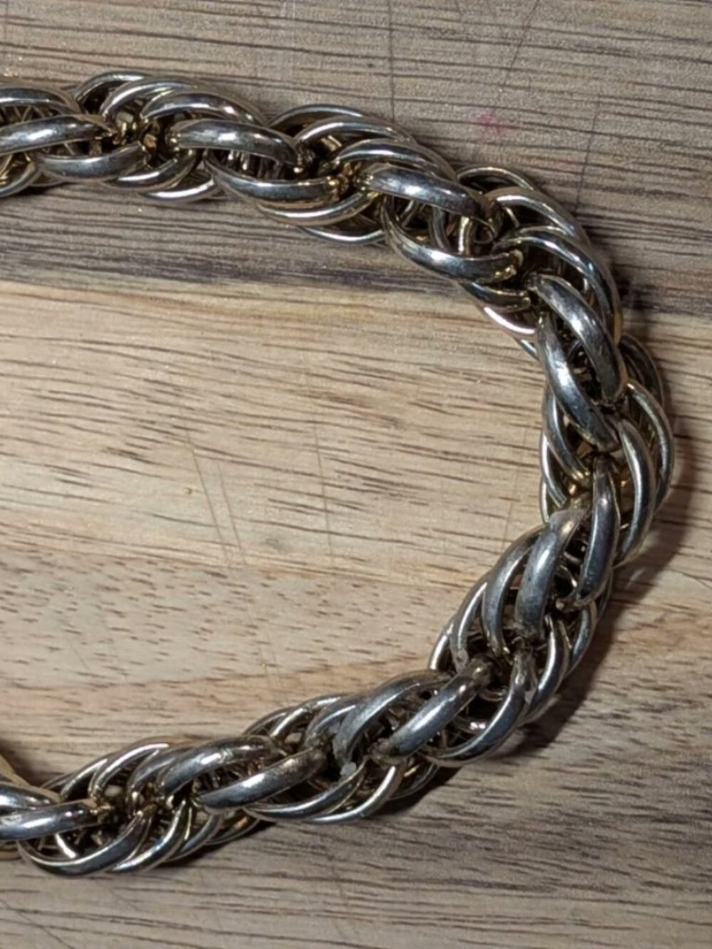 Vintage Thick Twist Rope Bracelet Gold Tone 7.5
